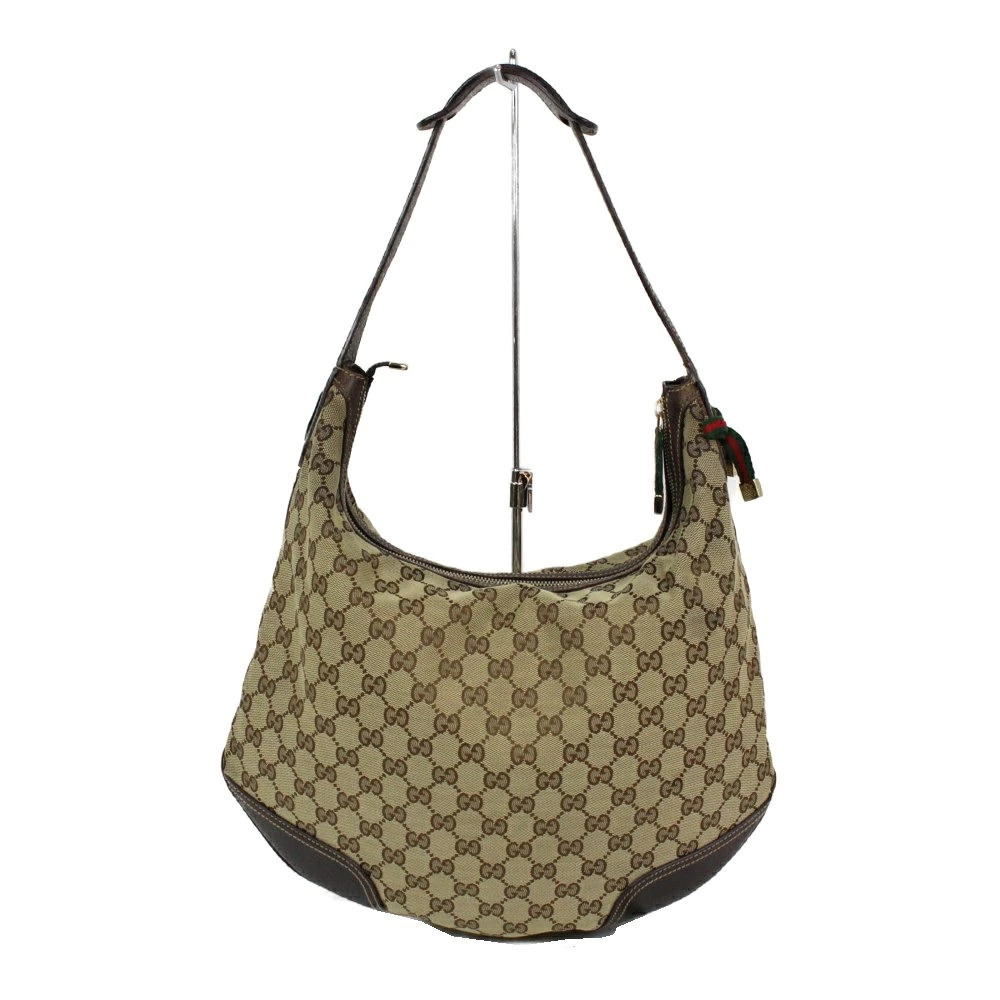 Gucci Beige GG Leather Canvas Brown Bag Handbag Hobo